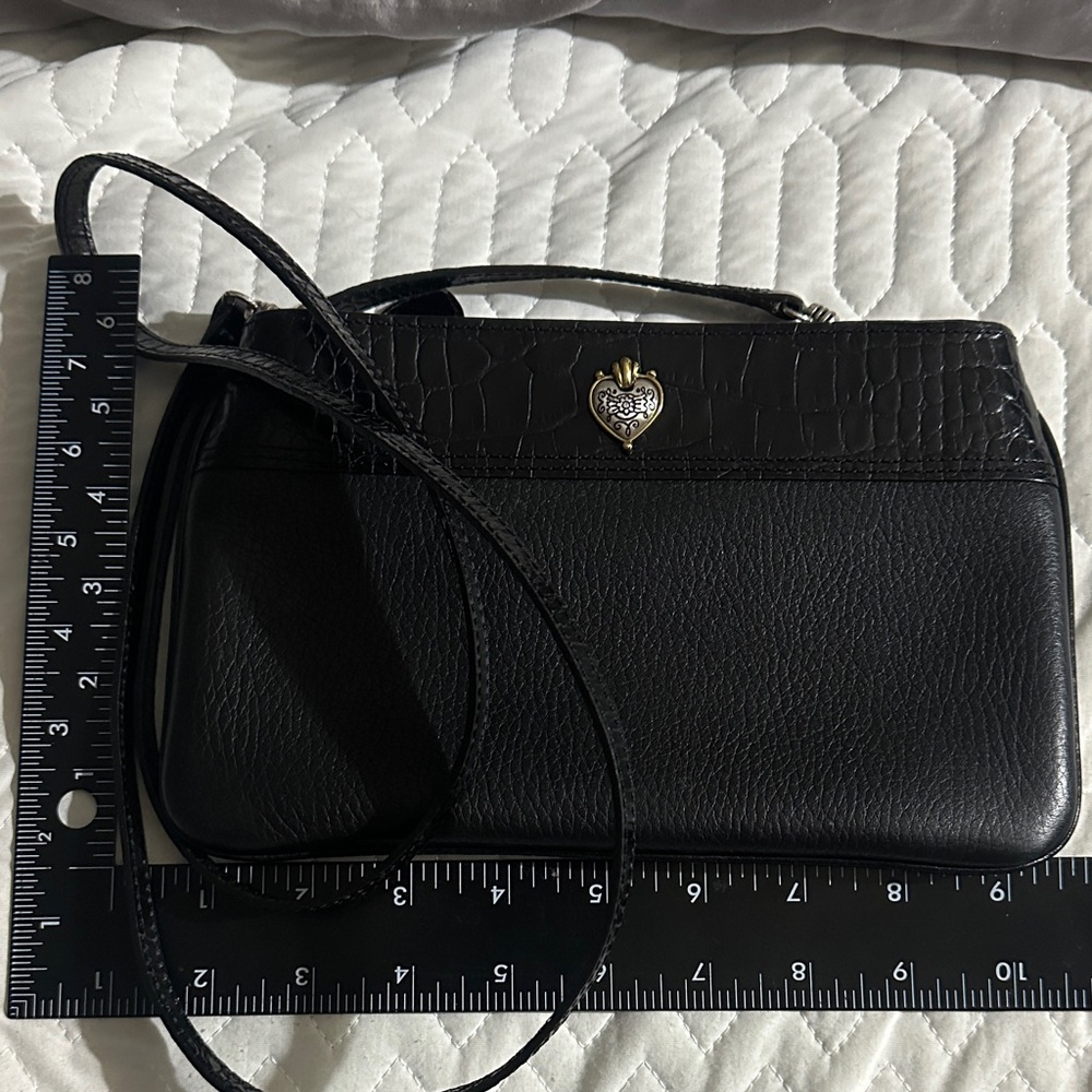 Brighton Black Leather crossbody Bag